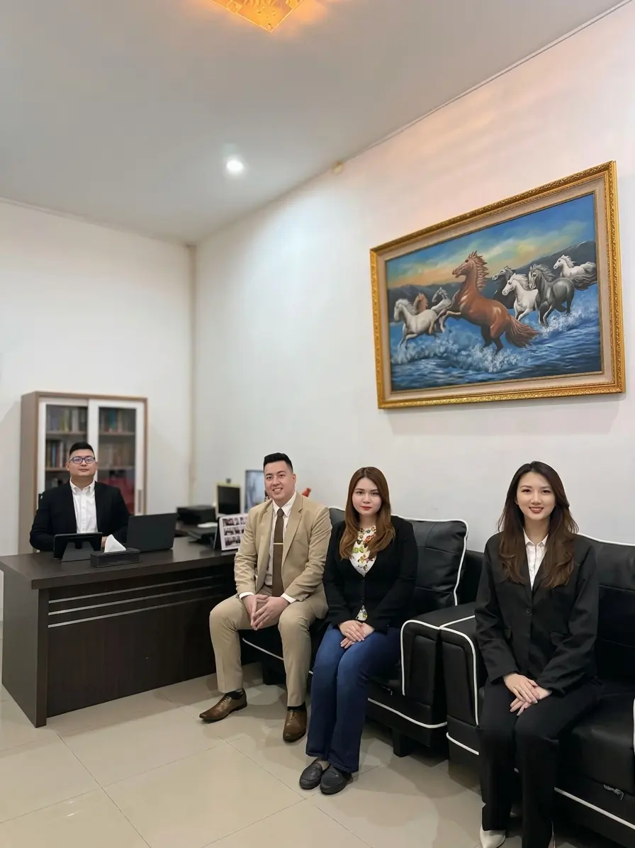 Tim Kantor Hukum TBrothers & Associates di ruang penerimaan kantor Kalijudan, Surabaya