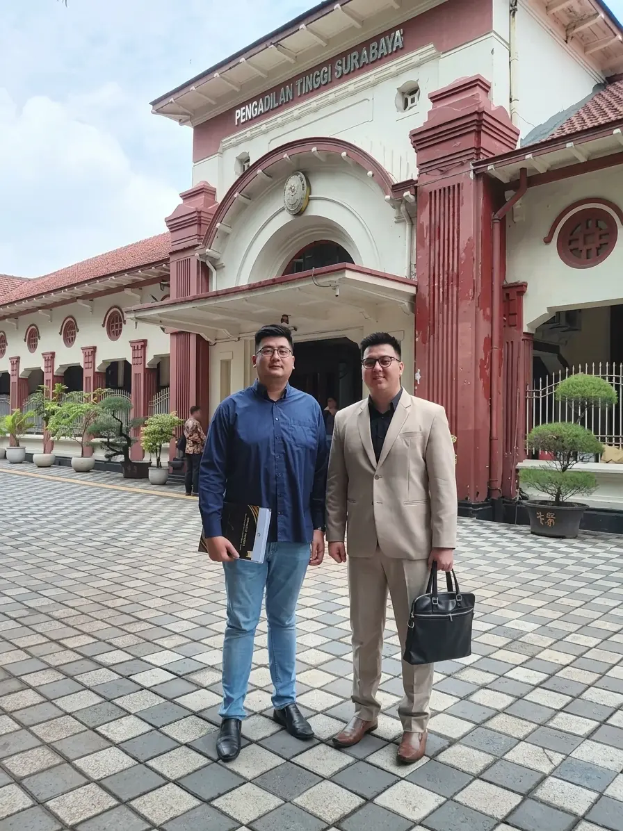 Dua advokat TBrothers & Associates di halaman Pengadilan Tinggi Surabaya